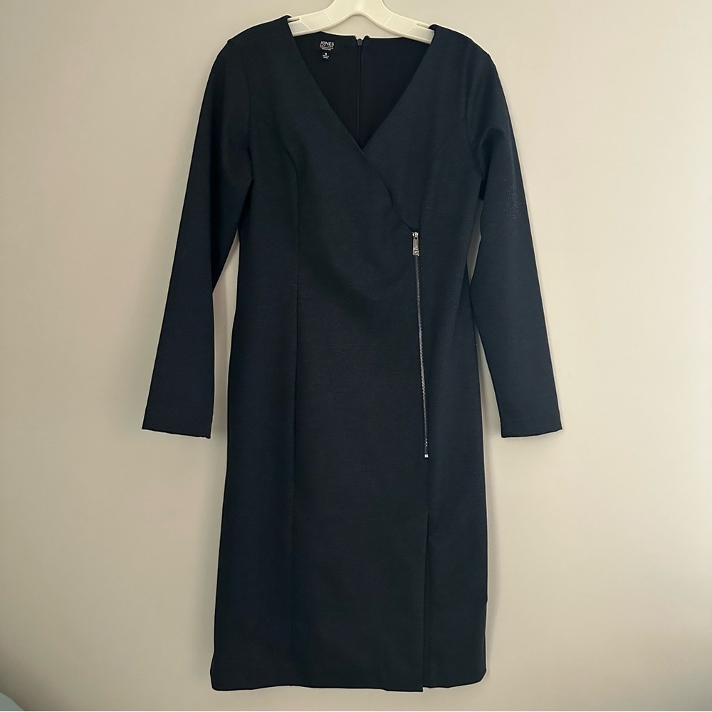 Jones New York Signature Navy Zipper Dress